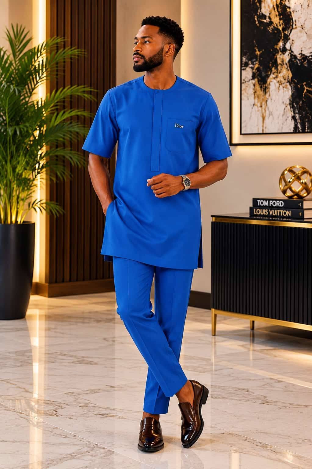 Royal Blue Embroidered Senator